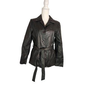 Vintage Fidelity Genuine Leather Jacket, Size 11/12, Button Closure Black w/ Bel